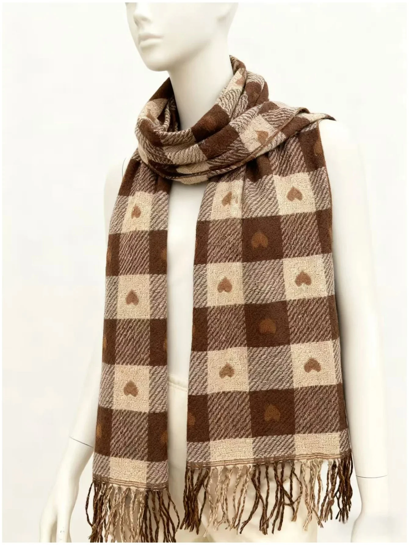 Cozy Checkered Winter Scarf Shawl - Image 4