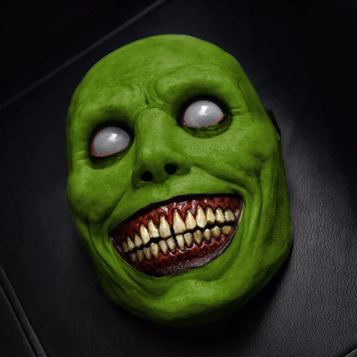 Creepy Smiling Face Evil Mask - Creepy White Eyed Demon Smiling Mask - Image 2