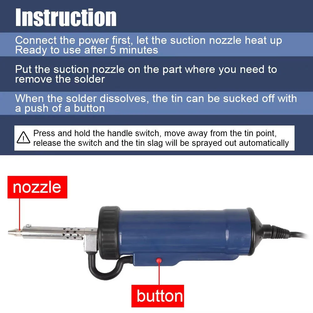 Desoldering Machine Tin Sucker Automatic Electric Solder With 3 Suction Nozzle - Image 6
