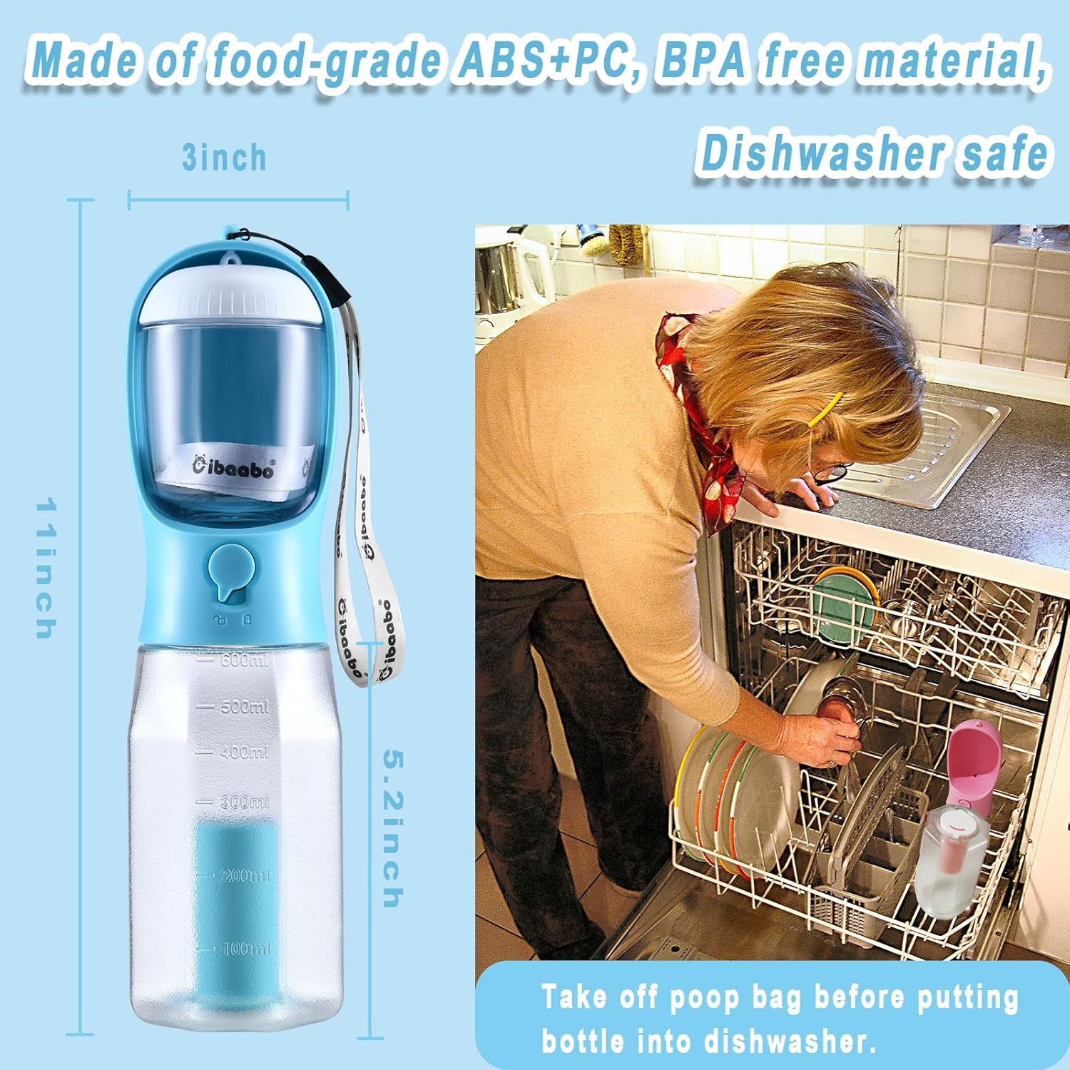 Dog Water Bottle With Food Container - Image 3