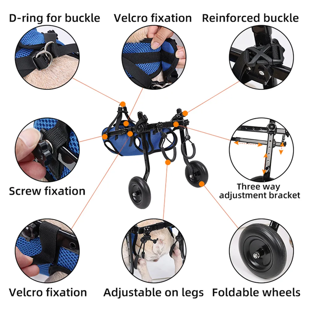 Dog Wheelchair Disability Dog Hind Legs Bracket Cat Dog Injured And Weak Rehabilitation Aid Car Adjustable Pet Walk Booster - Image 4