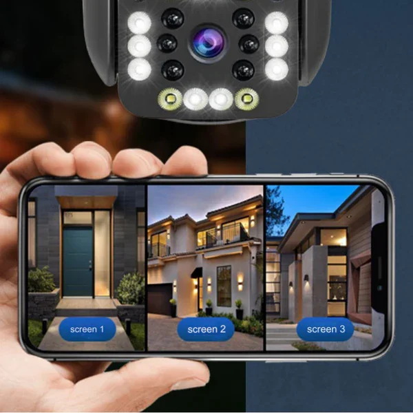 Dual Lens Outdoor Waterproof Wireless Wifi HD Triple Security Camera - Image 2