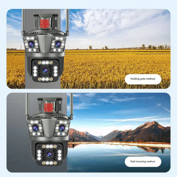 Dual Lens Outdoor Waterproof Wireless Wifi HD Triple Security Camera - Image 3