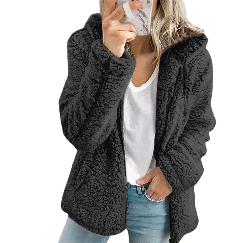 Elegant Bear Teddy Fur Coat: Soft Fleece Coat with Pockets and Zipper - Image 4