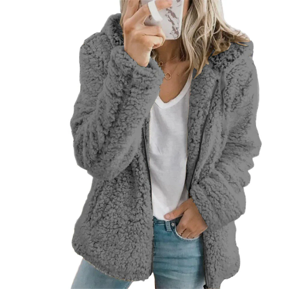 Elegant Bear Teddy Fur Coat: Soft Fleece Coat with Pockets and Zipper - Image 7