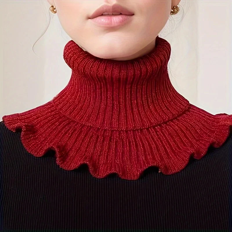 Elegant Knitted Turtleneck Neck Scarf for Women - Image 11