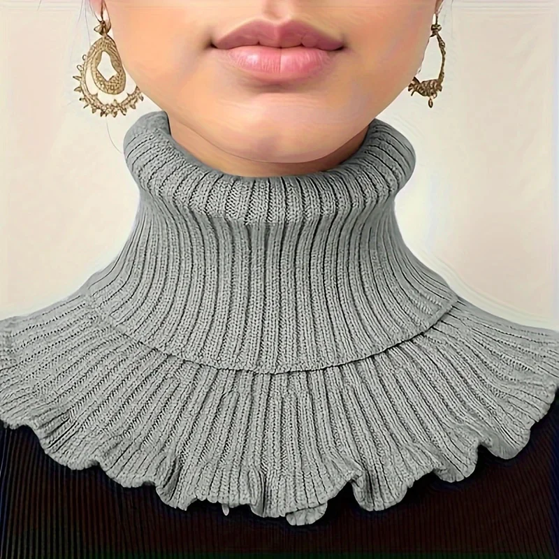 Elegant Knitted Turtleneck Neck Scarf for Women - Image 2