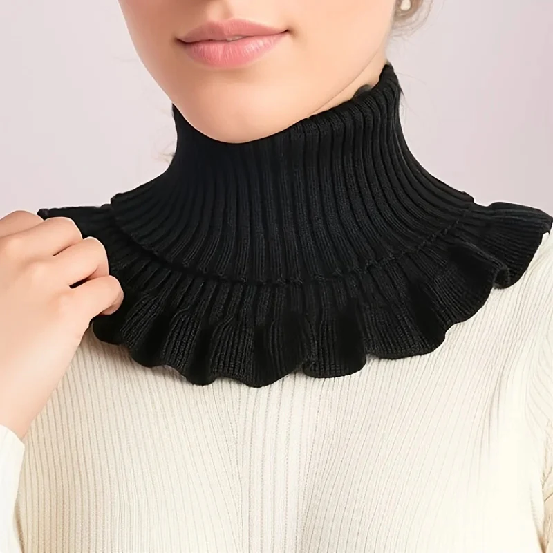 Elegant Knitted Turtleneck Neck Scarf for Women - Image 4