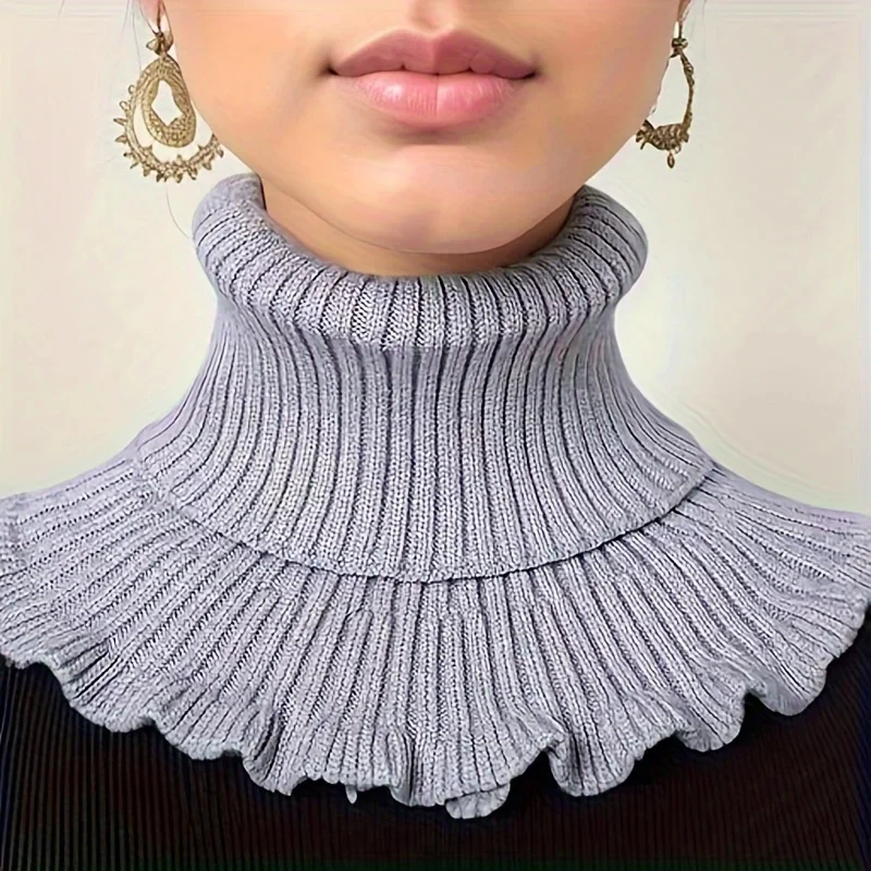Elegant Knitted Turtleneck Neck Scarf for Women - Image 6