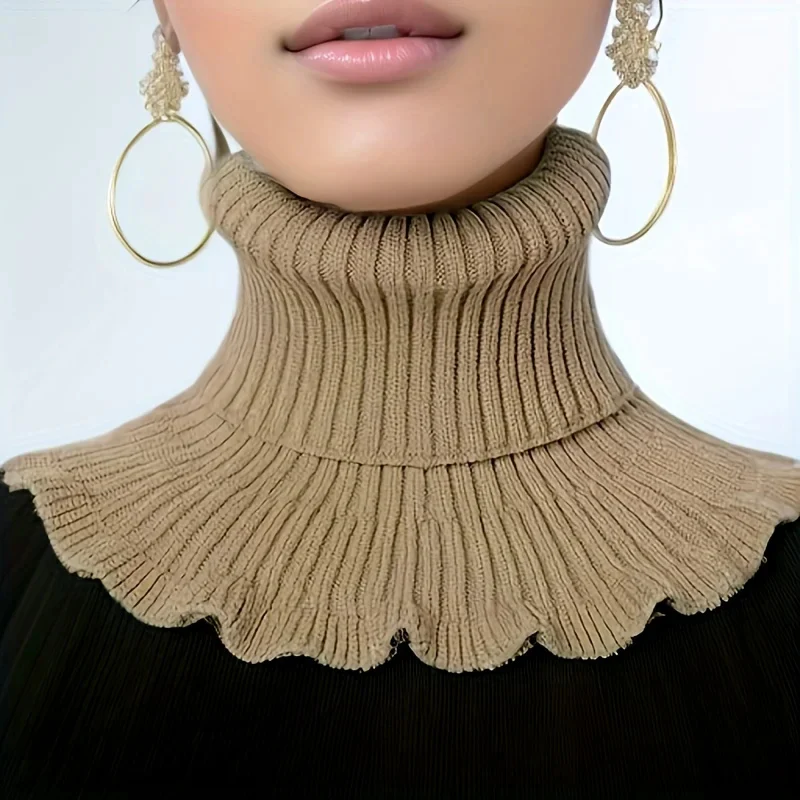 Elegant Knitted Turtleneck Neck Scarf for Women - Image 8