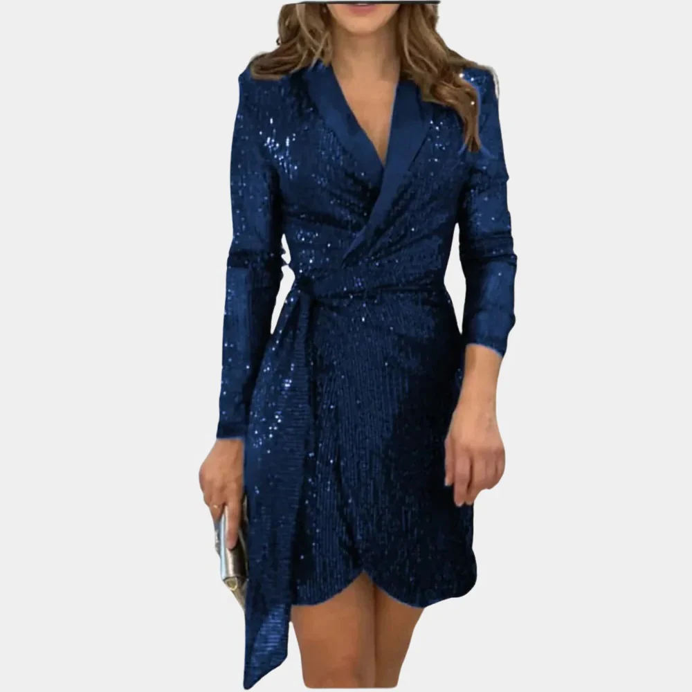 Elegant Ladies Blazer Dress With Belt - Image 3