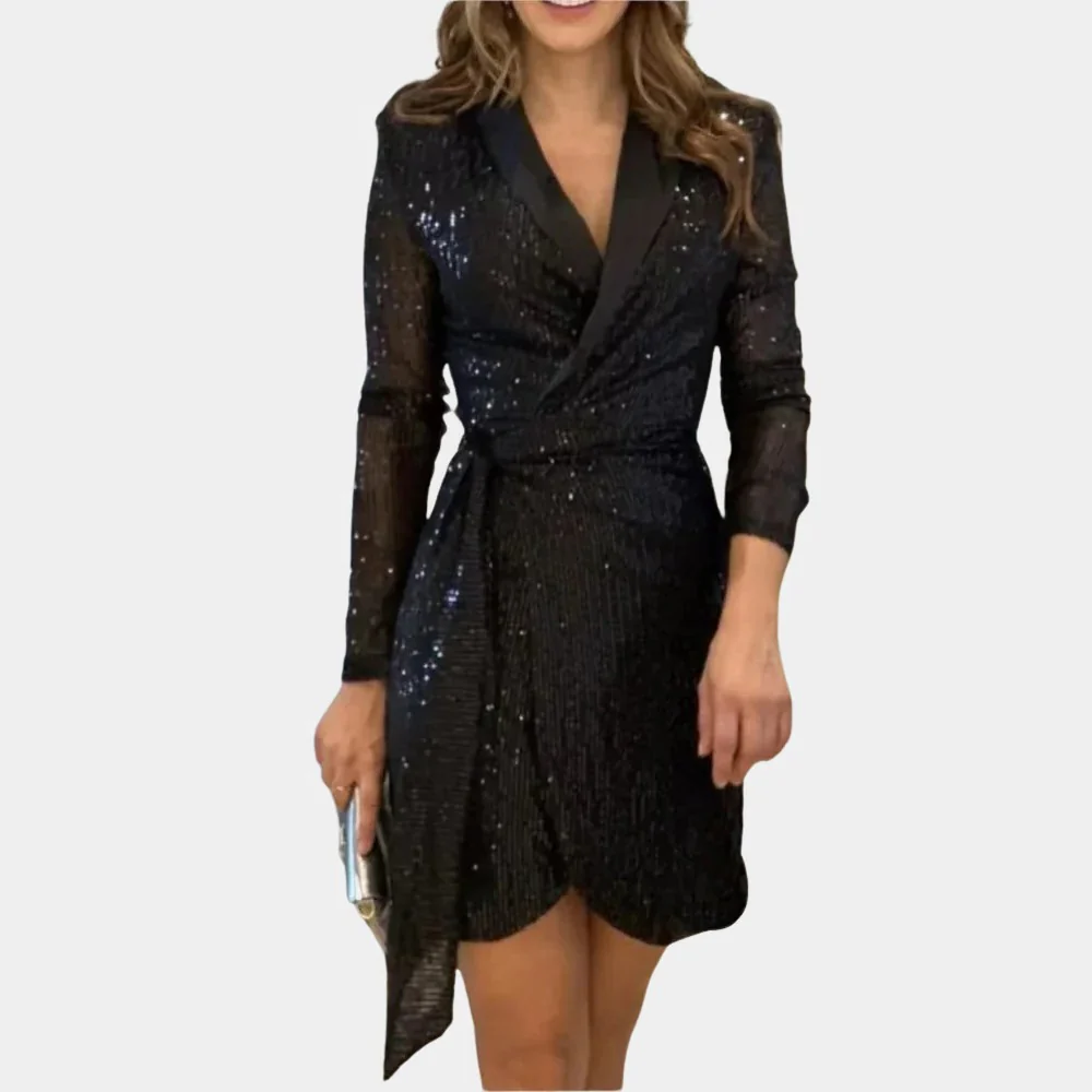 Elegant Ladies Blazer Dress With Belt - Image 4
