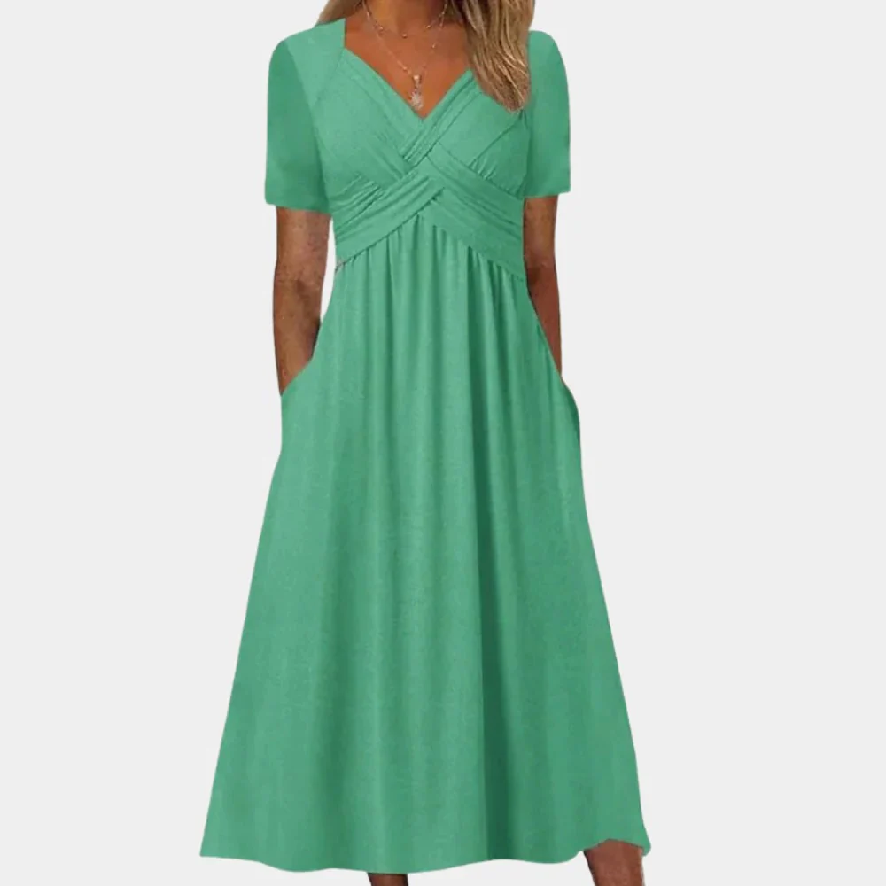 Elegant Ladies Summer Dress With V-neck - Image 4