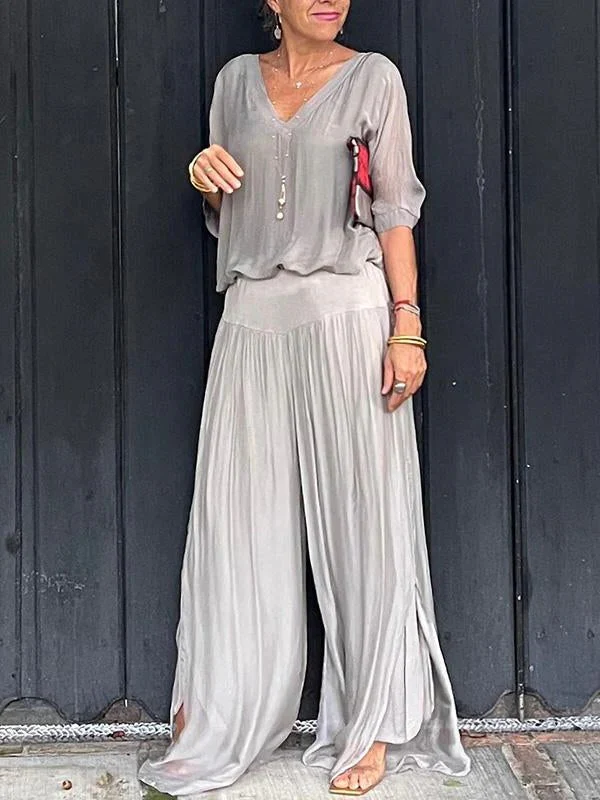 Elegant two-piece wide-leg chiffon pants - Image 12