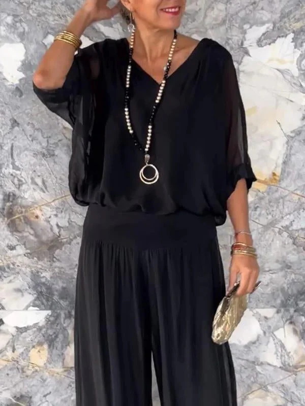 Elegant two-piece wide-leg chiffon pants - Image 3