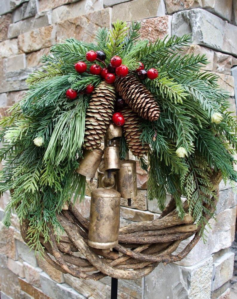 Farmhouse Christmas Wreath, Boho Wreath, Holiday Wreath - Image 4