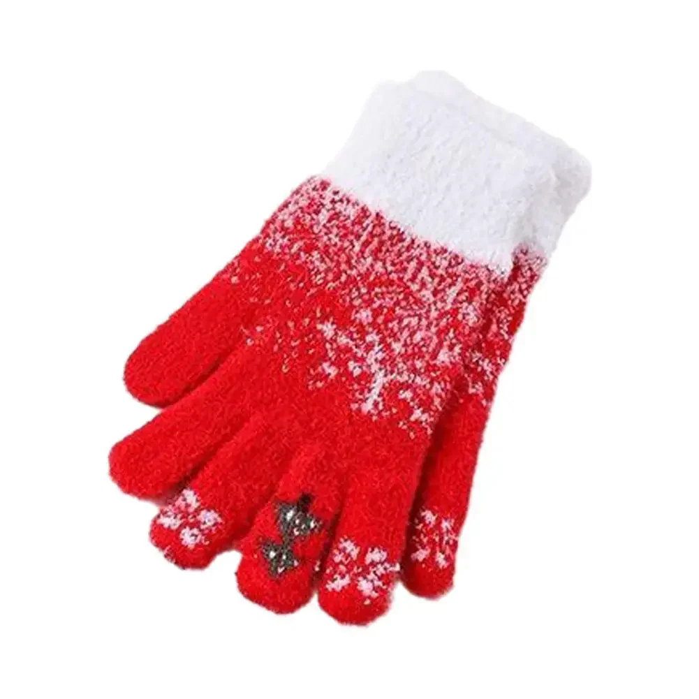 Festive Fleece Lined Knit Fingerless Gloves - Image 9