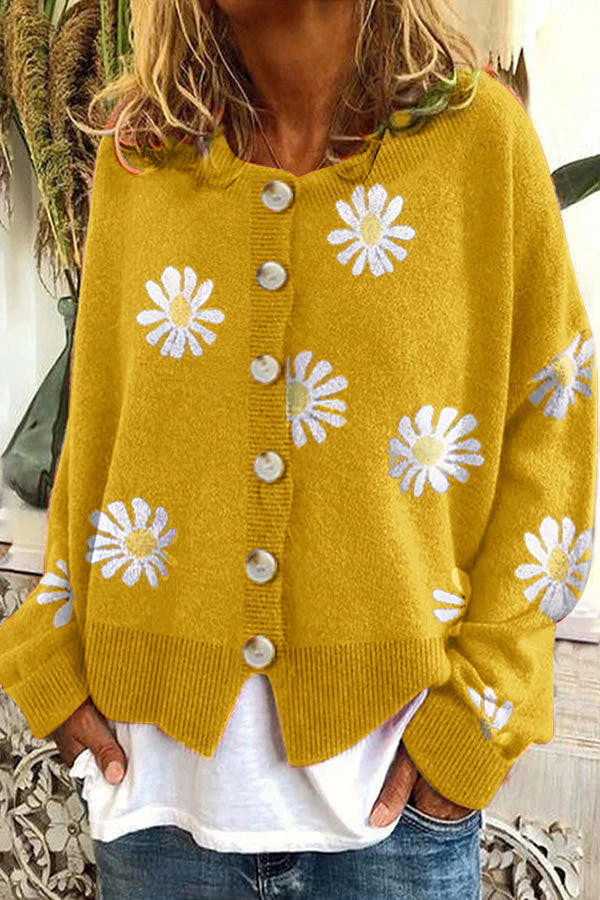 Floral Embroidery Knitted Sweater - Image 5