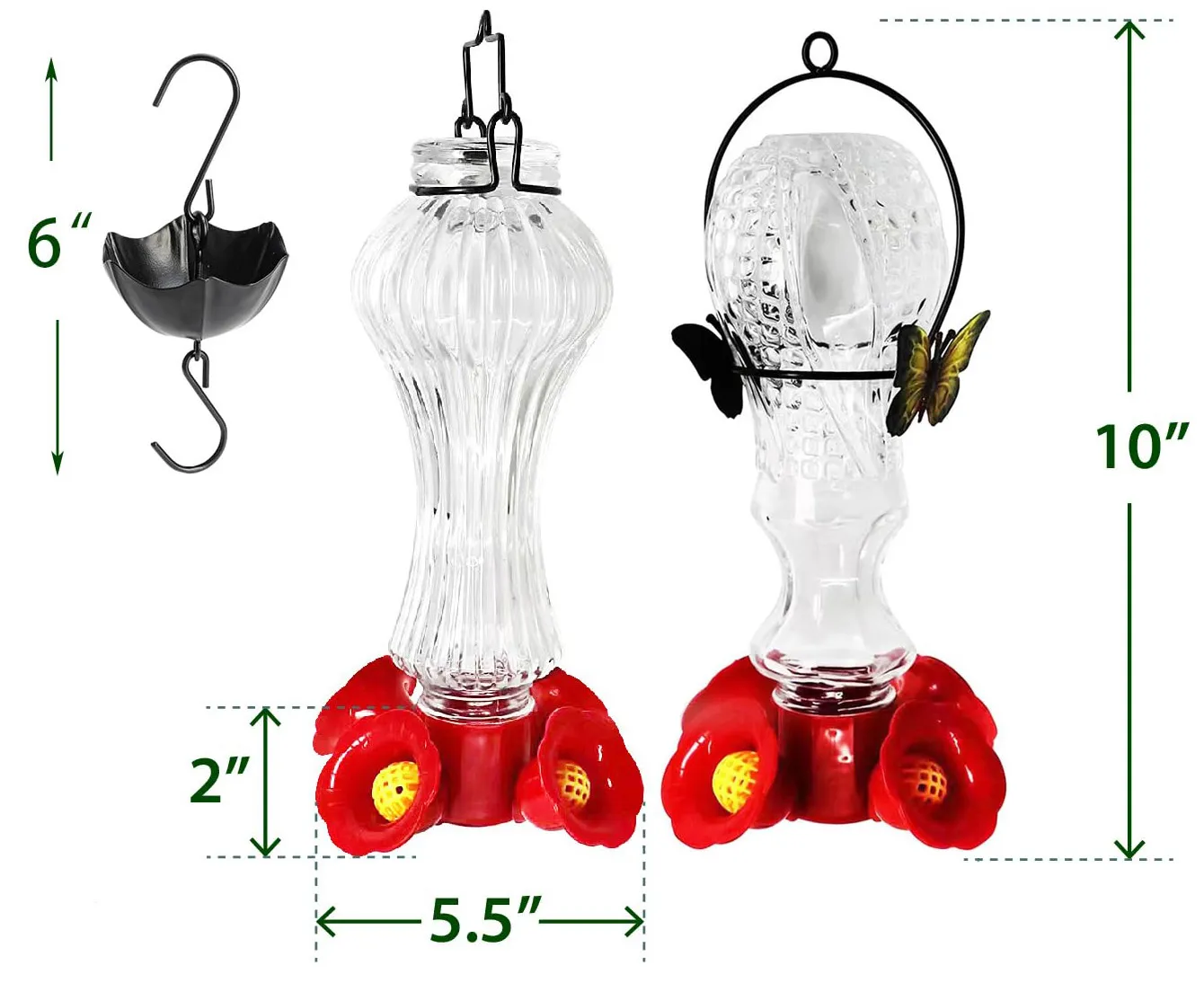 Flowers Glass Hummingbird Feeder With Ant Moat - Image 5