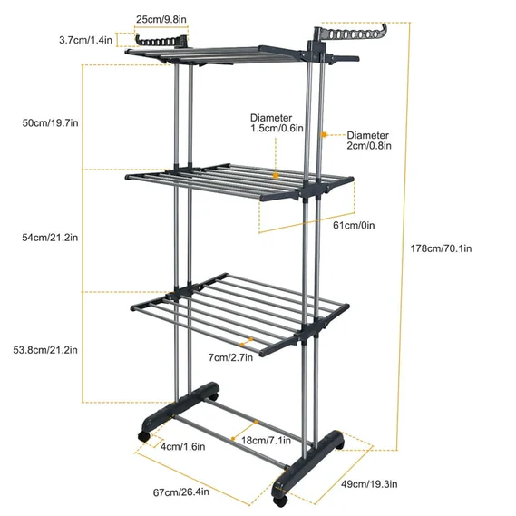 Foldable and Rolling Heavy Duty Clothes Drying Rack - Image 5