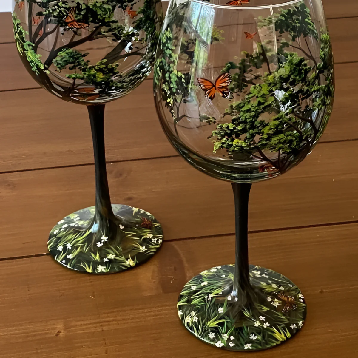 Four Seasons Tree Wine Glasses – Hand Painted Art - Image 6