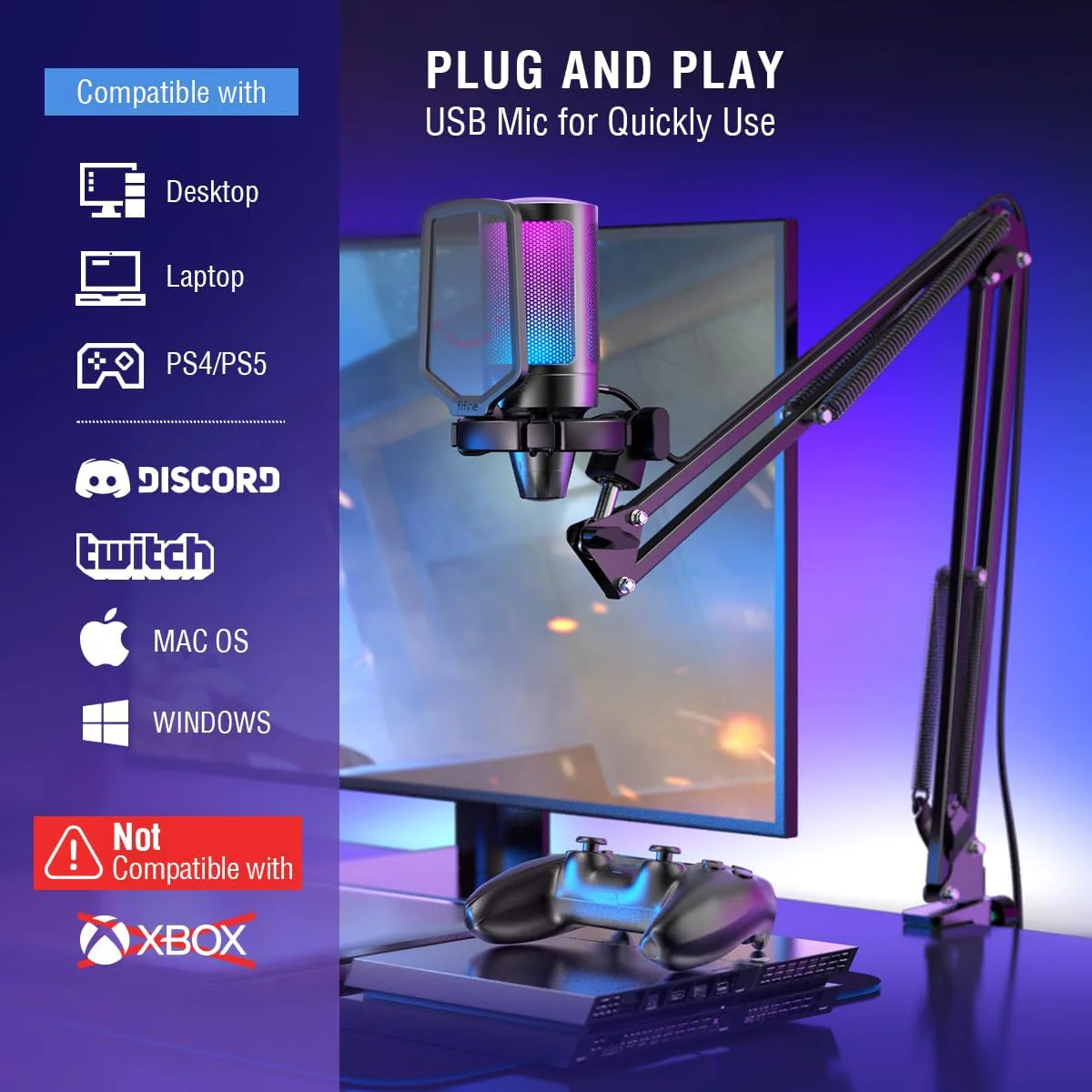 Gaming PC Microphone Podcast Condenser Mic - Image 8