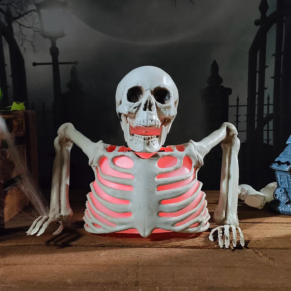 Glowing Skeleton Head Halloween Decoration - Image 3