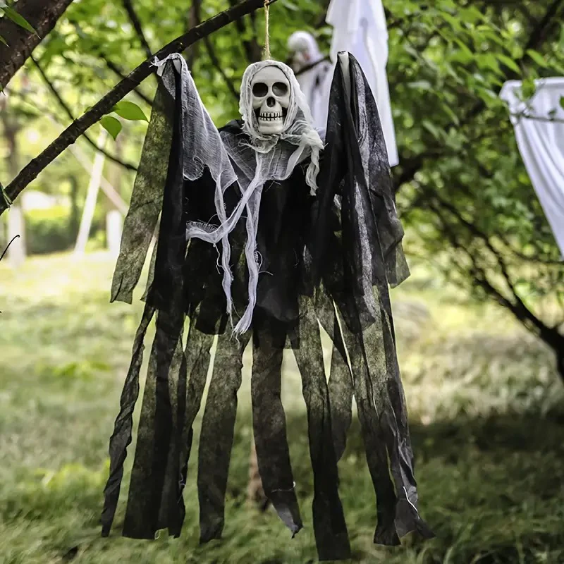 Glowing Skull Scary Outdoor Halloween Decorations- Set of Two - Image 4