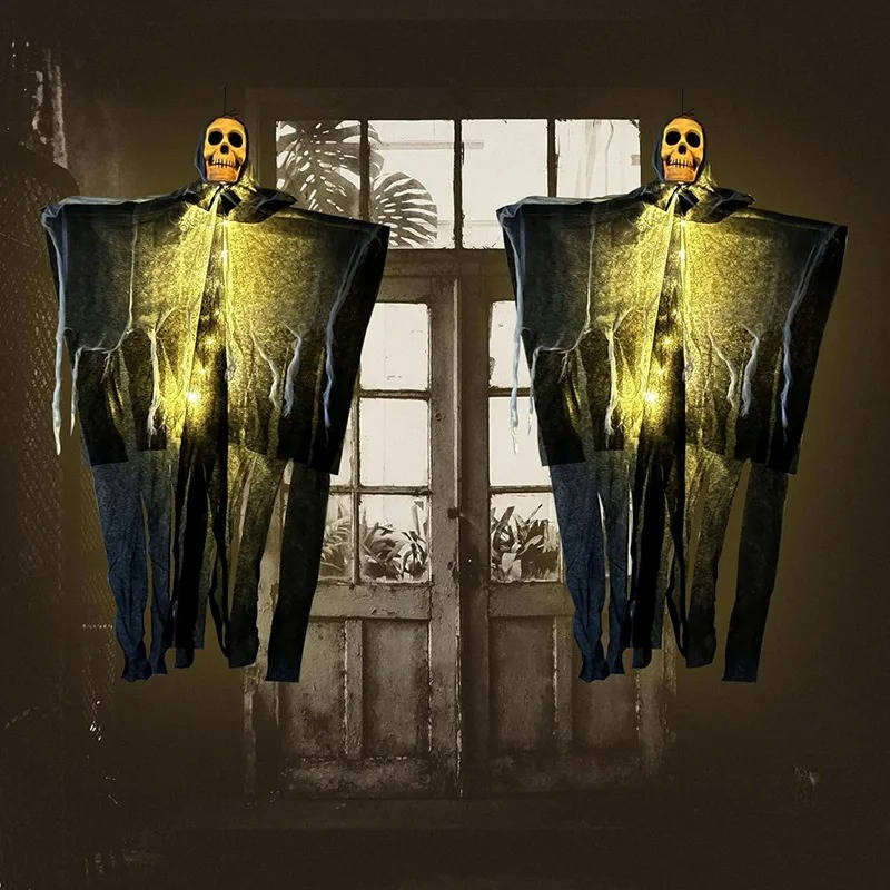 Glowing Skull Scary Outdoor Halloween Decorations- Set of Two - Image 6