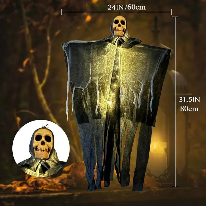 Glowing Skull Scary Outdoor Halloween Decorations- Set of Two - Image 9