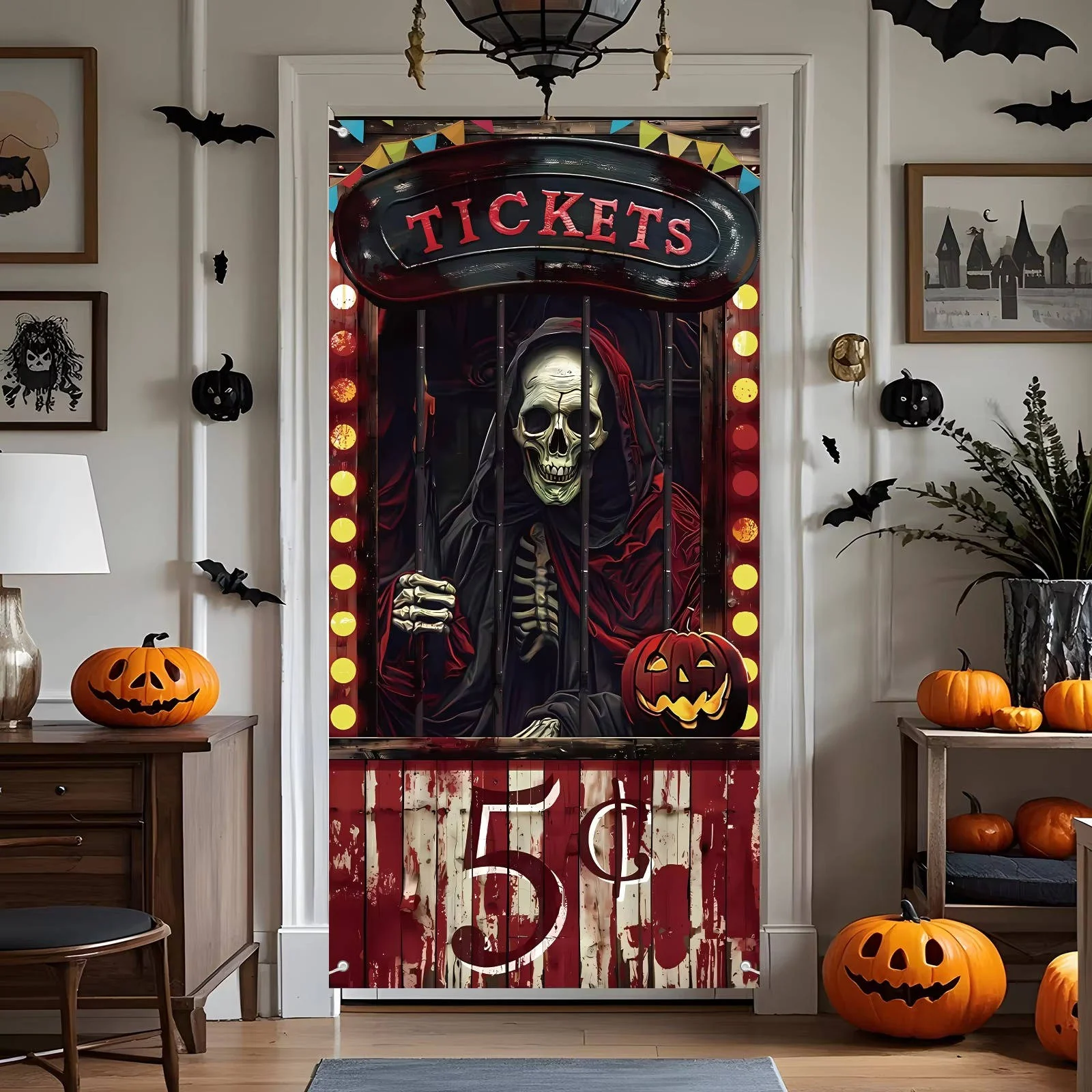 Halloween Door Cover Creepy Decoration - Image 2