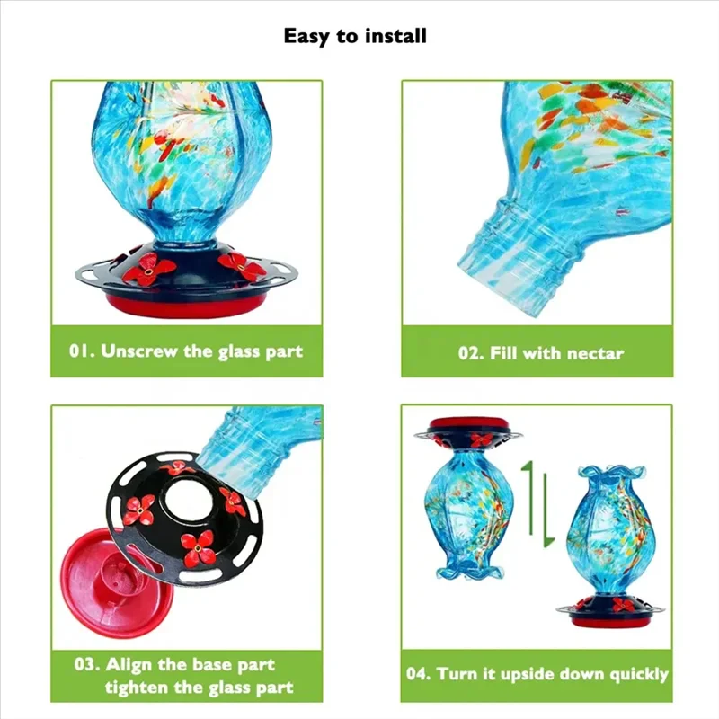 Hand Blown Glass Hanging Bird Feeder - Image 2