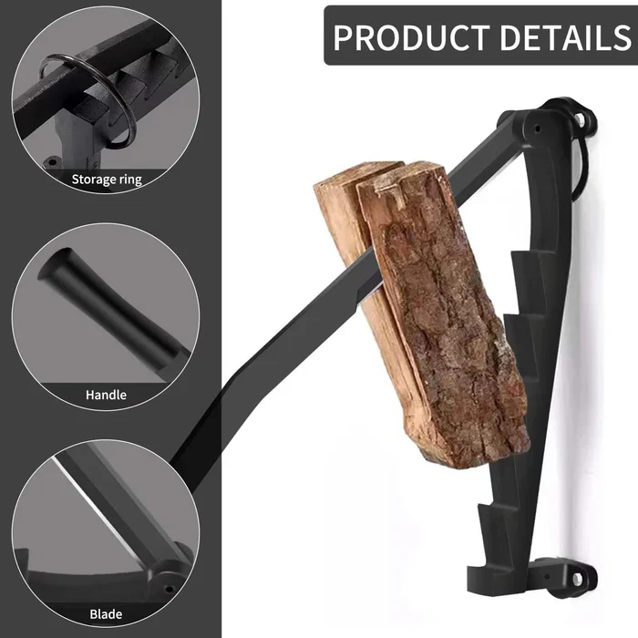 Hanging Carbon Steel Firewood Chopping Machine - Portable Wall Mounted Wood Kindling Splitter - Image 5