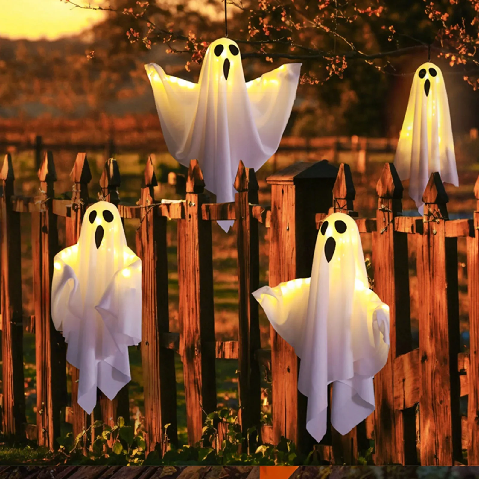 Hanging Halloween Lighted Ghost Decor - Image 3