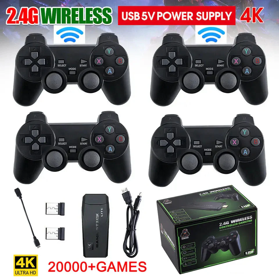 HDMI 4K TV Game Stick Console | 64GB with 20,000+ Retro Games & 2 Wireless Gamepads - Image 3