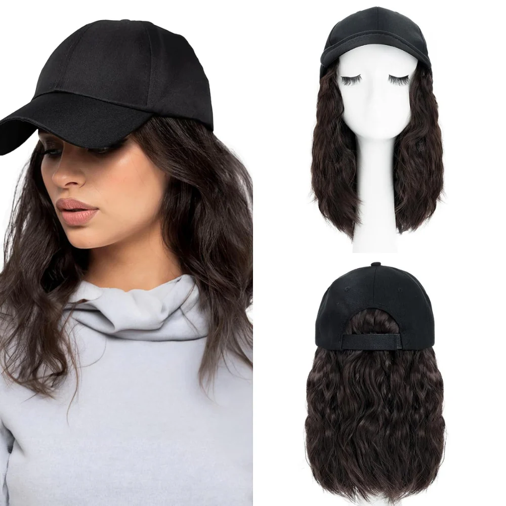 Heat Resistant Synthetic Wavy Wig Extension Baseball Cap - Image 12