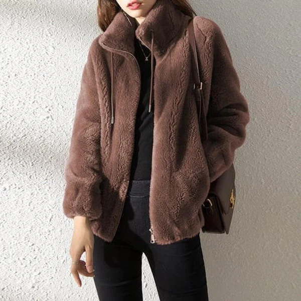 High Collar Fur Down Jacket - Image 2