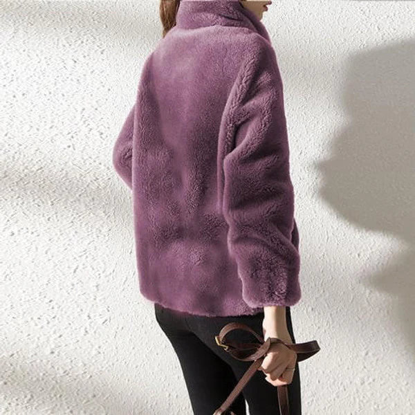 High Collar Fur Down Jacket - Image 6