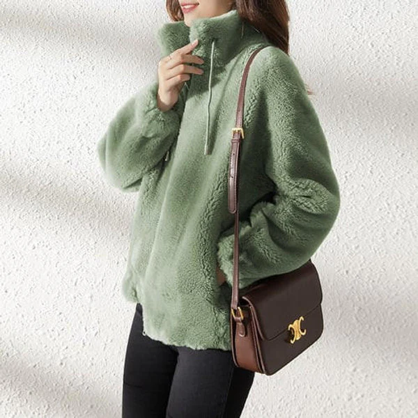High Collar Fur Down Jacket - Image 8