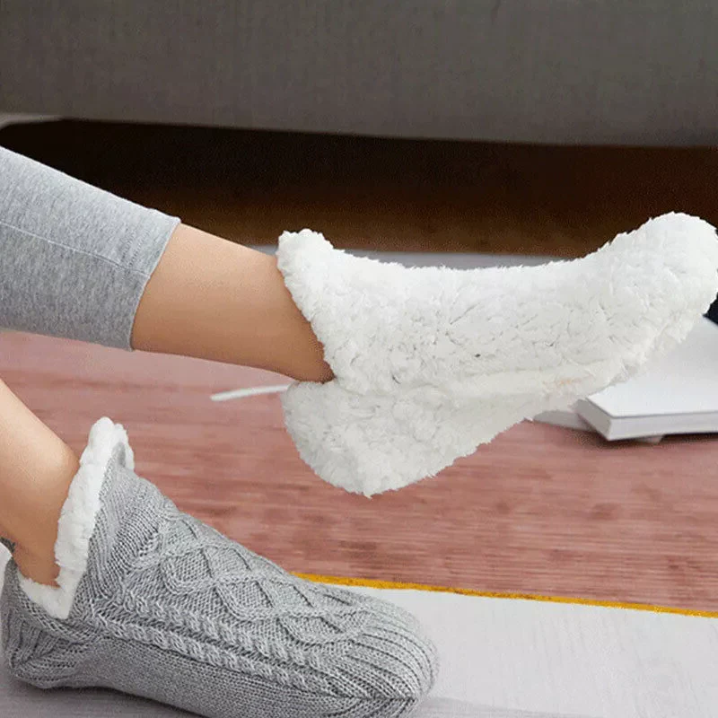 Non Slip Thermal Socks for Women Indoor Warm Fleece Grip Socks - Image 6