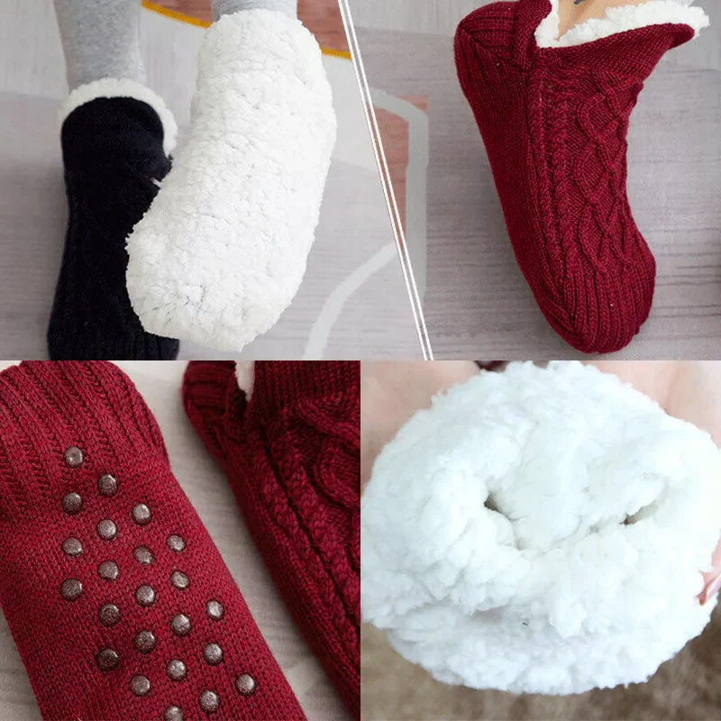 Non Slip Thermal Socks for Women Indoor Warm Fleece Grip Socks - Image 7