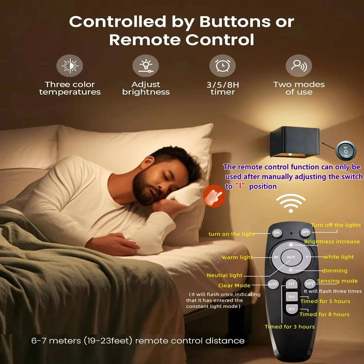 Indoor Wall Light with Motion Sensor & Remote Control - Image 2
