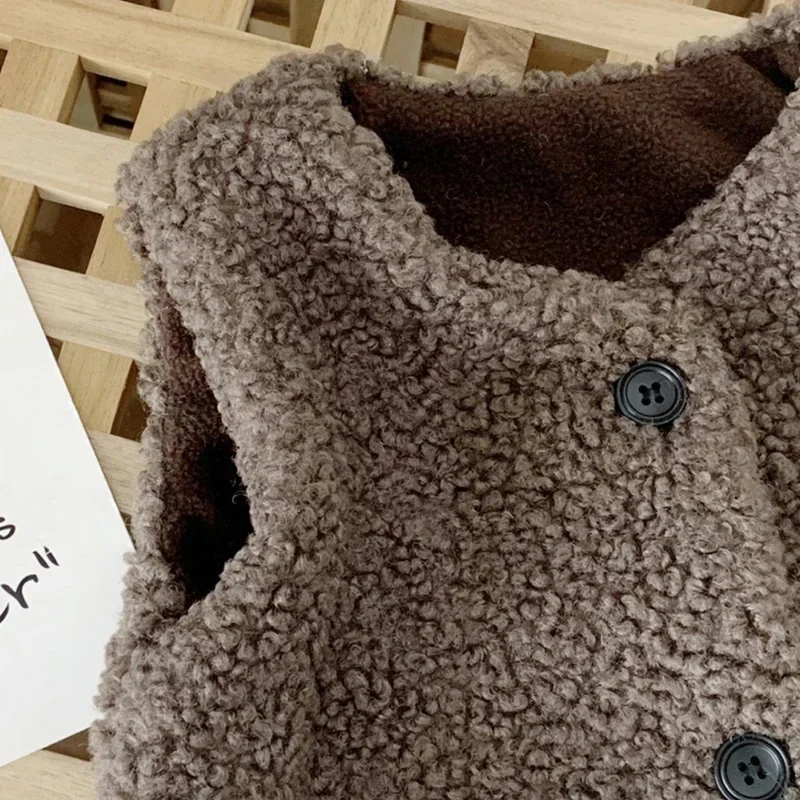 Kids Lamb Wool Winter Waist Coat - Image 5