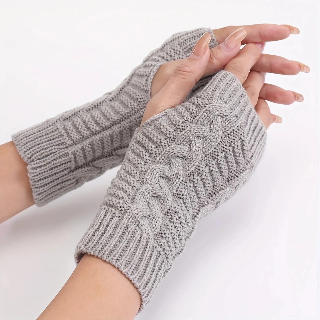 Knit Womens Winter Fingerless Gloves - Image 6