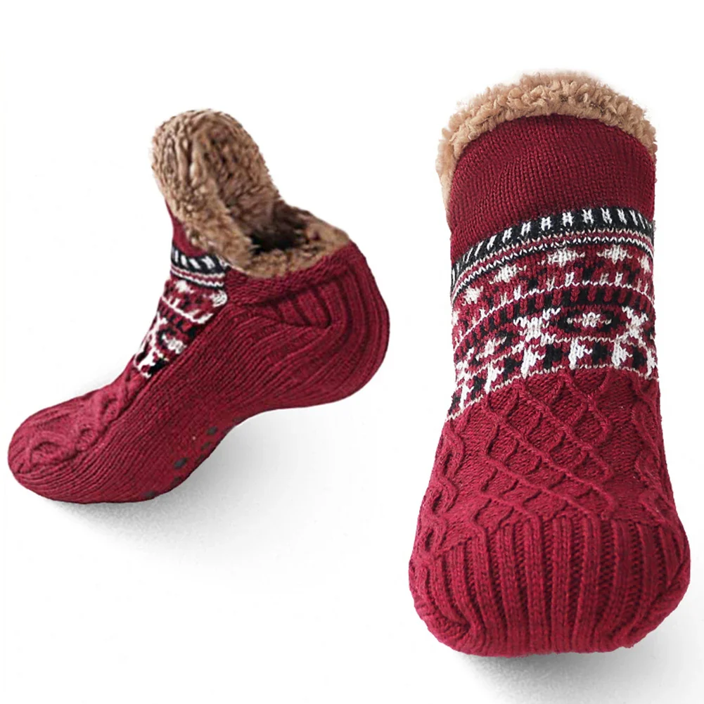 Knitted Slipper Socks with Fleece Lining - Image 2