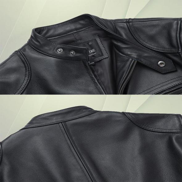 Leather Biker Collar Jacket - Image 8