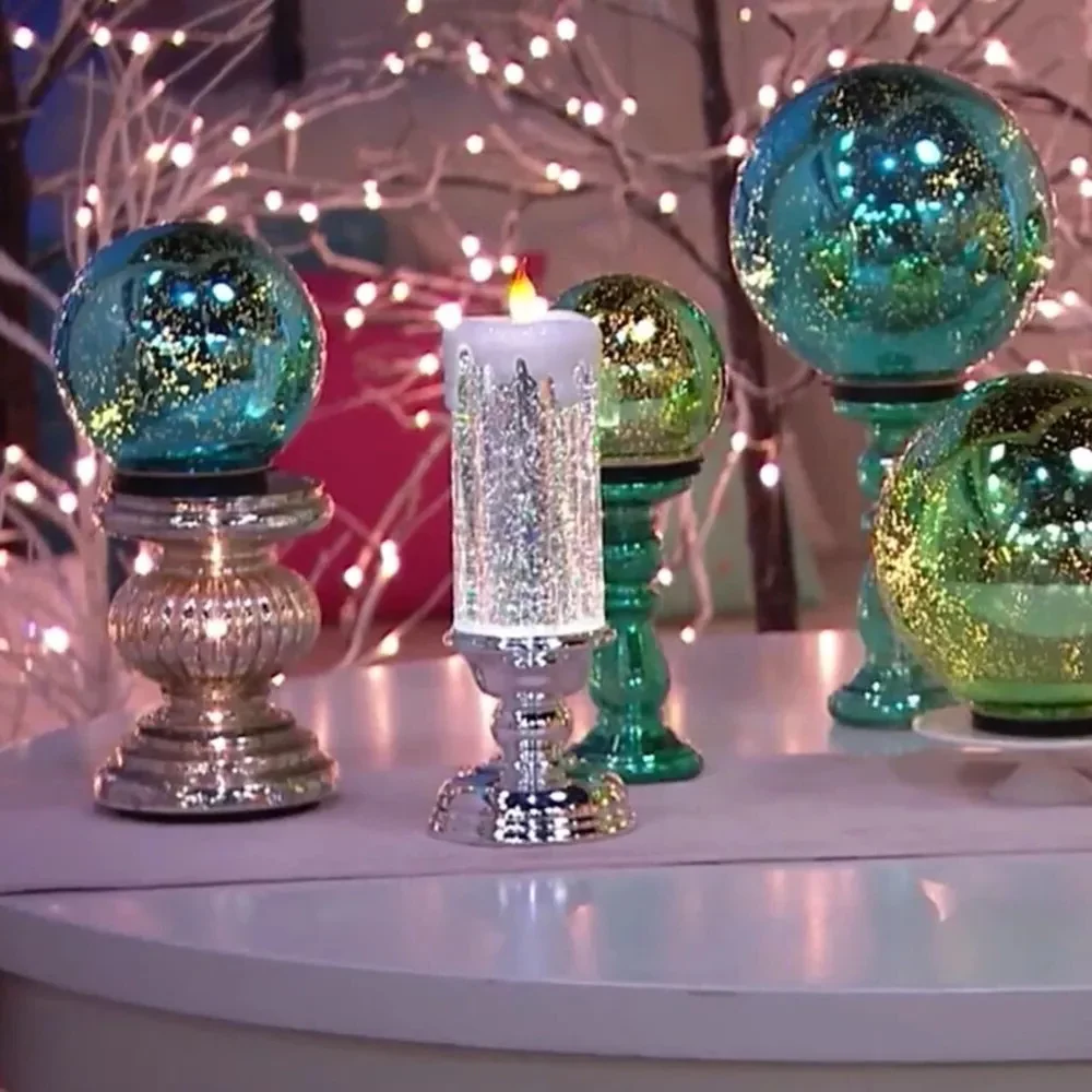 LED Christmas Candles Rechargeable With Glitter - Image 6