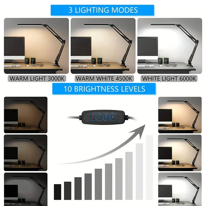 LED Desk Lamp with Clamp - Image 6