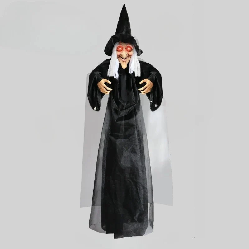 Life Size Animated Halloween Witch with Red Eyes - Image 2