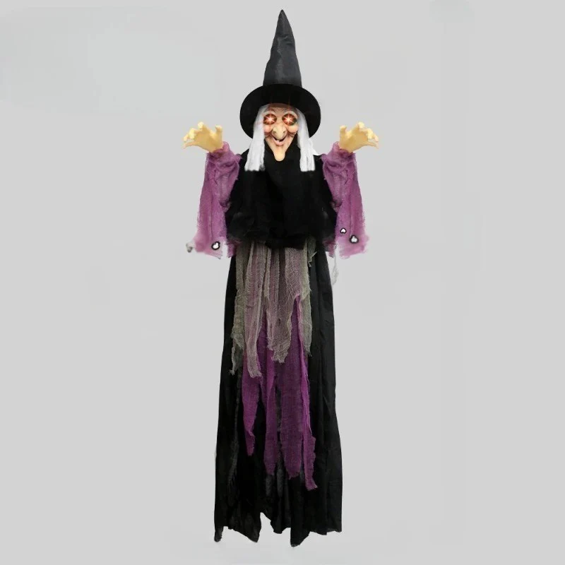 Life Size Animated Halloween Witch with Red Eyes - Image 3